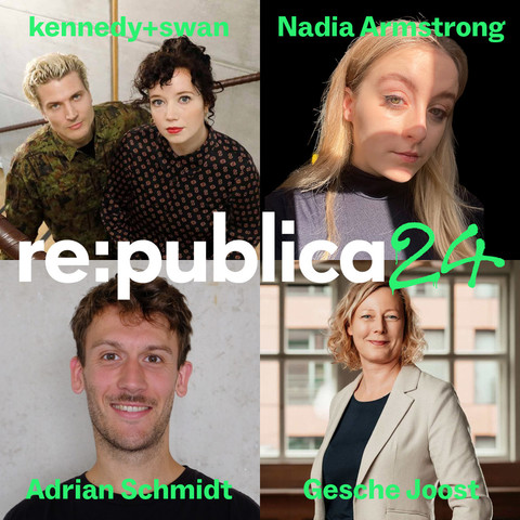 The picture shows the 5 speakers Gesche Joost, artist duo Kennedy + Swan, Nadia Armstrong and Adrian Schmidt. 