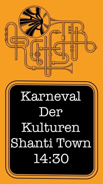 KAMA logo
Text: Karneval der Kulturen
Shanti Town 14.30 Uhr