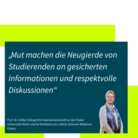 „Mut machen die Neugierde von Studierenden an gesicherten Informationen und respektvolle Diskussionen“
campus.leben-Reihe: Wie haben sich Forschung und Lehre seit dem 7. Oktober 2023 verändert? / Islamwissenschaftlerin Ulrike Freitag